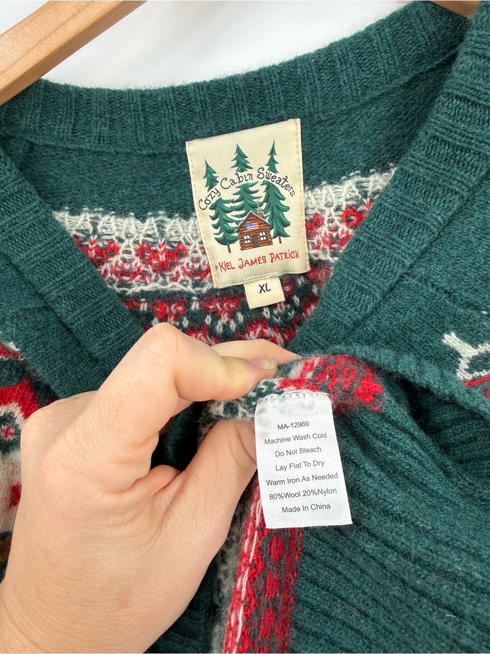 Cozy Cabin Sweaters by Kiel James Patrick Griswold Christmas Sweater | Green | X - Picture 8 of 9